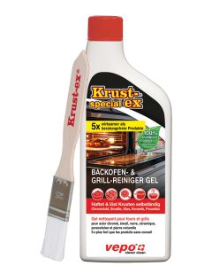 Krust-ex special lässt sich gezielt auf den eingebannten Stellen verteilen (Flasche mit Dosierverschluss). Inklusive Krust-ex Nylonpinsel.